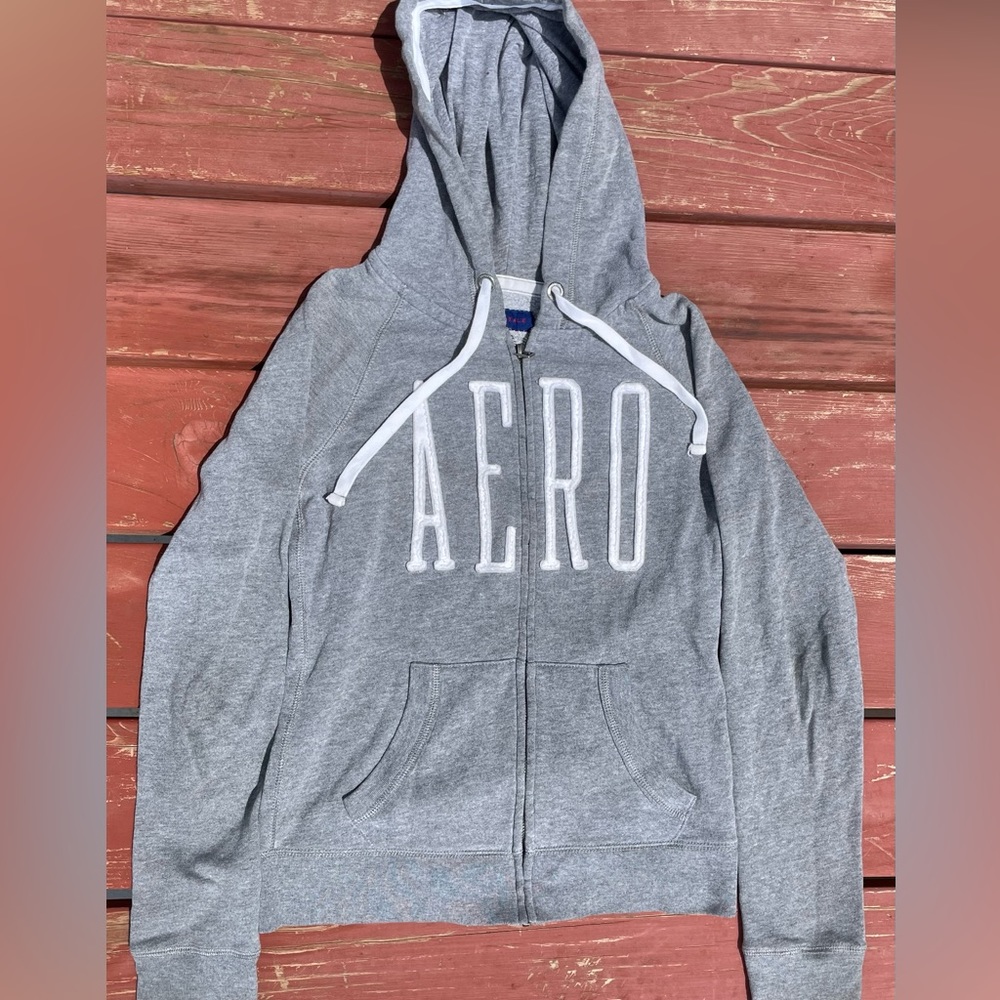 Women’s extra small grey zip-up Aeropostale hoodie